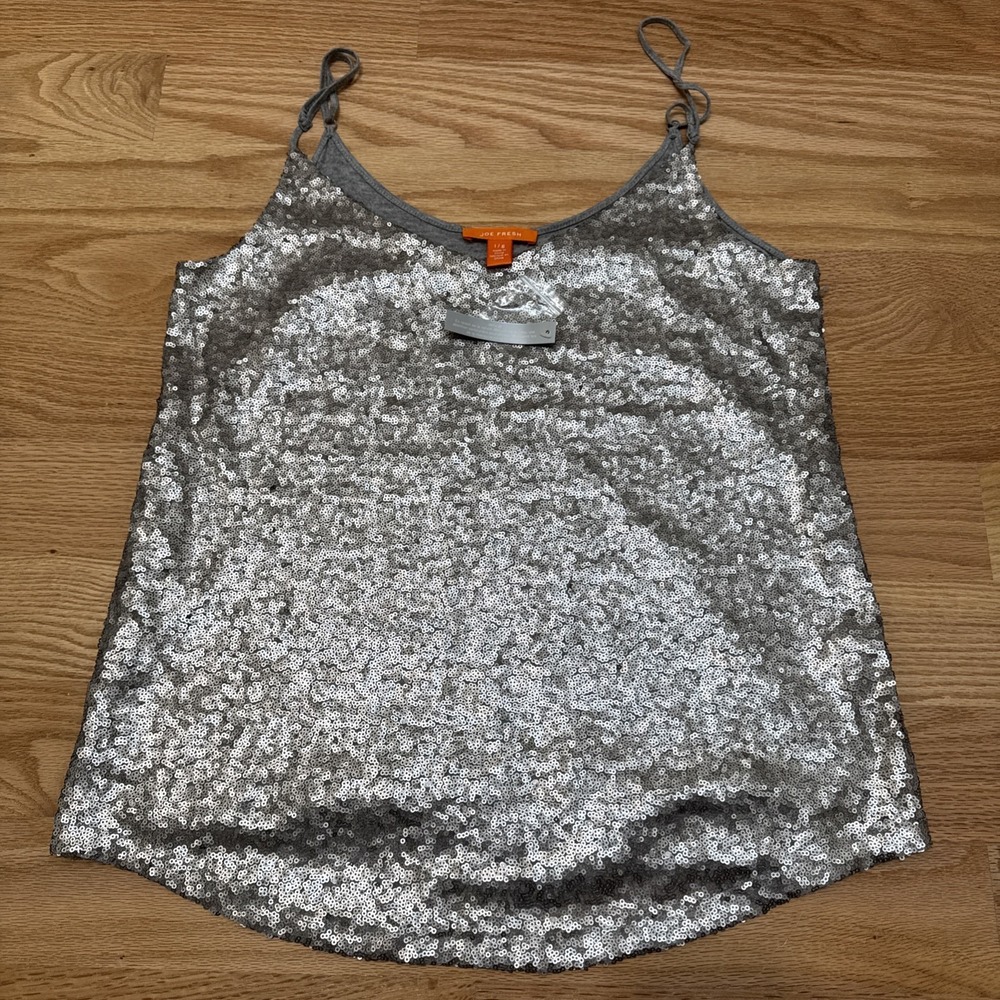 Joe Women's Sequinned Grey Tank Top Size Large